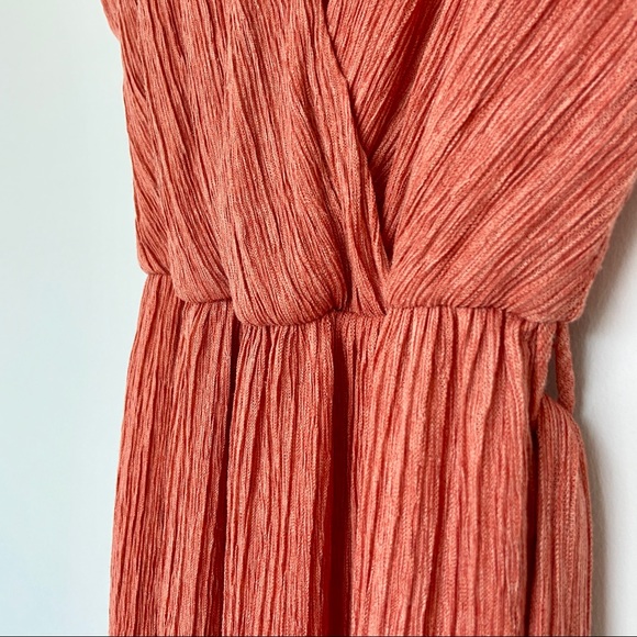 BACIO Surplice Neck Pleated Wrap Side Slits Maxi Dress. Size S. - Picture 3 of 13